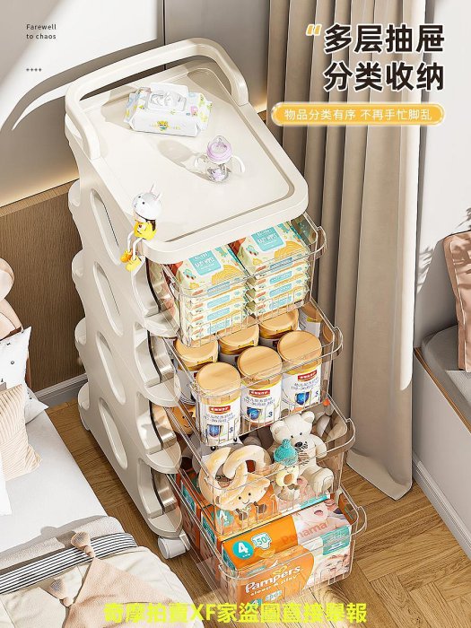 零食小推車置物架嬰兒用品收納車多層可移動塑料收納架儲物架