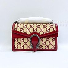 遠麗精品(板橋店)  S3929 GUCCI 草編紅色牛皮飾邊酒神肩背包400249