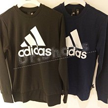 【Dr.Shoes 】Adidas Logo Crewneck 男裝 休閒 長袖T恤 黑CD6275 深藍CW3870