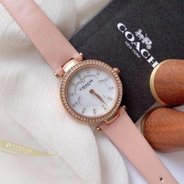 雅格精品代購 COACH 寇馳 經典品牌LOGO 粉色手錶   美國代購