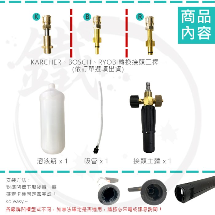 ＊小鐵五金＊高壓清洗機 用細密泡沫噴罐 泡沫罐 高壓泡沫槍＊BOSCH RYOBI KARCHER適用