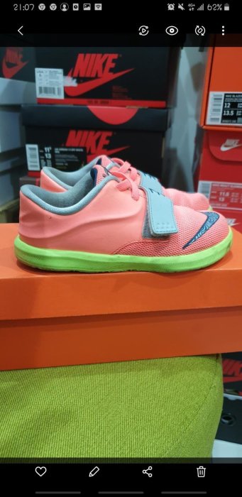 nike kd 7 童鞋  小童 10c 16cm 二手 鮭魚 橘