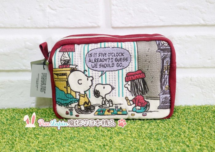 (現貨在台)日本正品 PEANUTS 史努比 SNOOPY 帆布 萬用包 隨身包 包中包 化妝包 筆袋 優質刺繡 紅色款