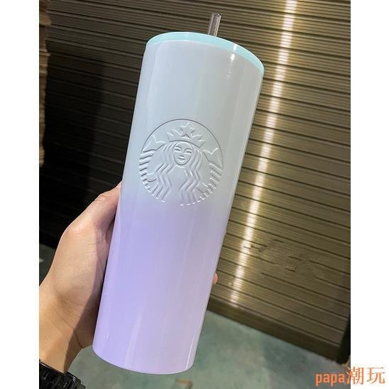 papa潮玩【叮噹水杯】✨✨✨Starbucks✨星巴克女神吸管杯 不鏽鋼杯身 塑膠吸管 限量版吸管杯 大容量便攜隨行水杯 漸變夢幻