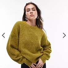 (嫻嫻屋) 英國ASOS-Topshop綠色羊毛混紡針織套頭長袖上衣EH23