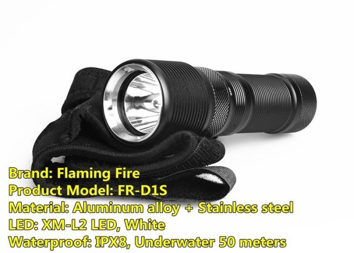 潛水王迷你砲 Flaming Fire 最新FR-D1S無級調光 鋁合金潛水手電筒CREE XM-L2 晶片700LM