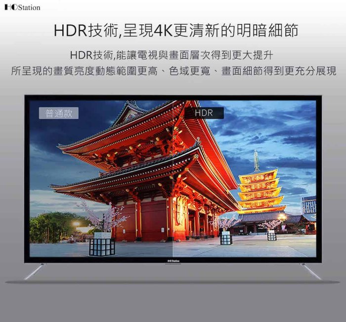 HOStation 台製 防撞強化玻璃 4K HDR 無線連網智慧型 電視/顯示器 SDB-65A858