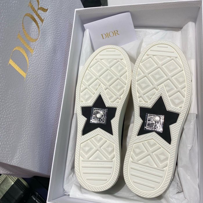 【翰貝格名牌館】全新真品 DIOR 黑色 帆布 Walk'N'Dior 字母 鞋帶 休閒 運動鞋 35號