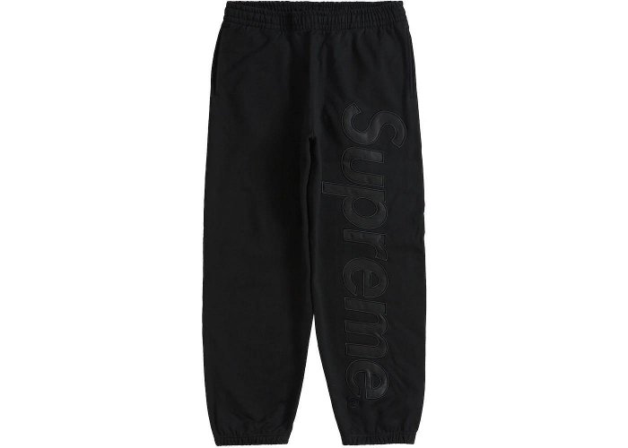 Supreme FW23 Satin Applique Sweatpant Black 黑色棉褲現貨在台M號