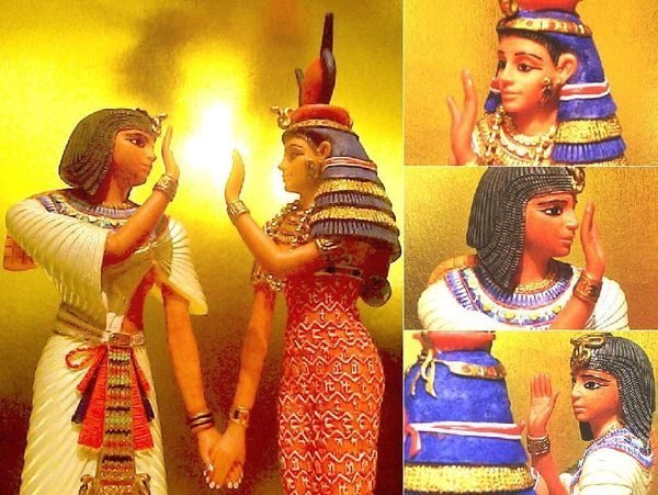 [ Vero 設計作品 手工彩繪-圖坦卡門 與 哈托爾女神 雕像 ]-法老王-Egypt埃及古文明..