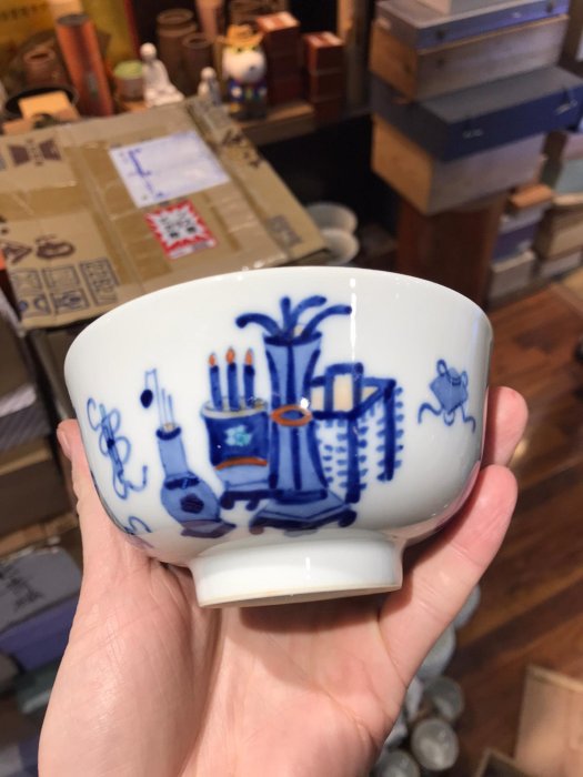 新 日本回流瓷器古董青花手繪碗鬥彩碗彩繪碗，髮色漂亮，瓷質細膩，