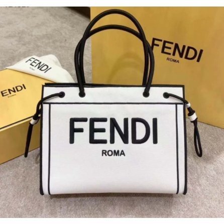 【二手正品】芬迪 FENDI 加州天空系列 ROMA帆布手提袋 手提包 單肩包 肩背包