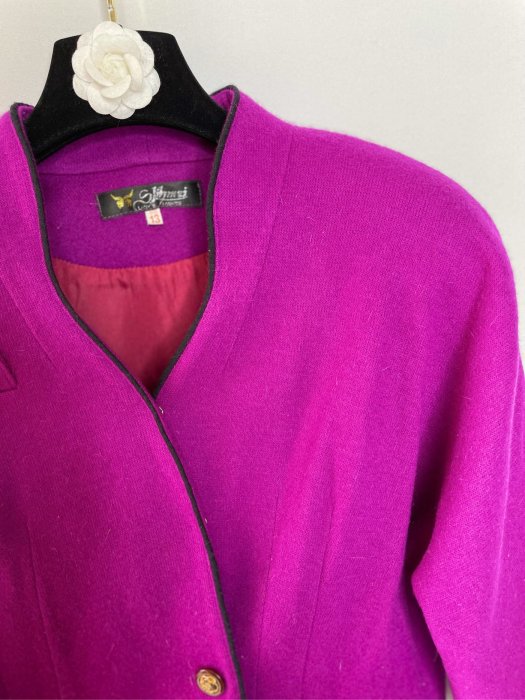 桃紫色不對稱復古羊毛針織外套/百貨專櫃🌼ha.haliday🌼