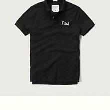 Maple麋鹿小舖 Abercrombie&Fitch ＊ AF 黑色電繡字母POLO衫＊ ( 現貨L號 )