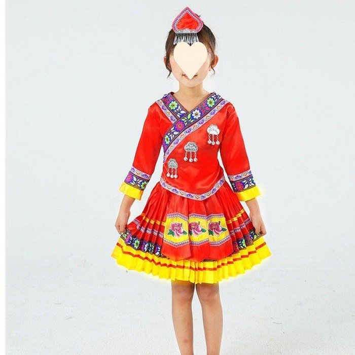 【熱賣下殺價】六一少數民族兒童苗族舞蹈演出服裝男女童傣族彝族舞臺兒童壯族表演服