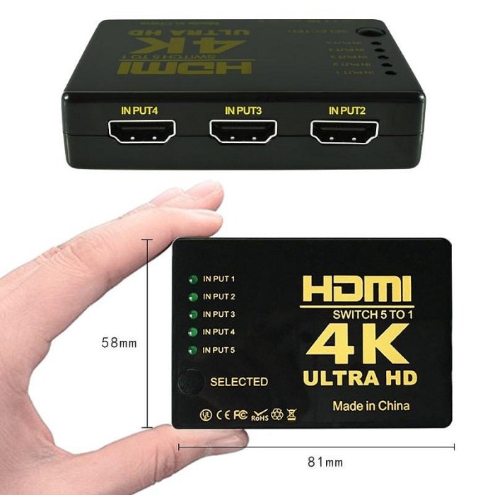 HDMI切換器 5進1出/3進1出  切換盒 擴充分配器 切換器 HDMI線 4K 高畫質【GC340】 久林批發