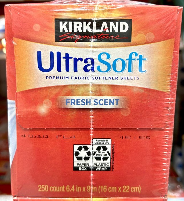 Costco好市多 科克蘭 KIRKLAND 烘衣柔軟去靜電紙 250張x2入 fabric softener