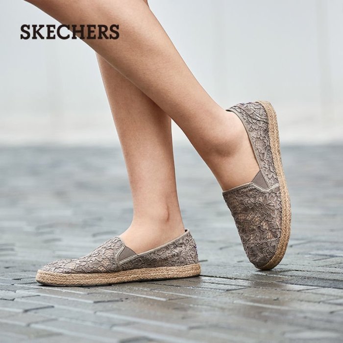 100原廠％Skechers斯凱奇官方女鞋夏季新款蕾絲休閑編織漁夫鞋單鞋66666184