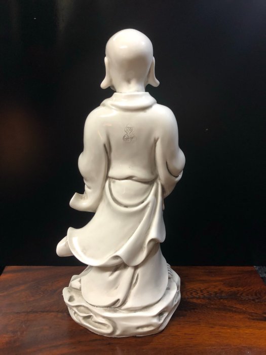 『華山堂』早期老件收藏 達摩祖師 菩提達摩 何朝宗 印款 德化白瓷 立像