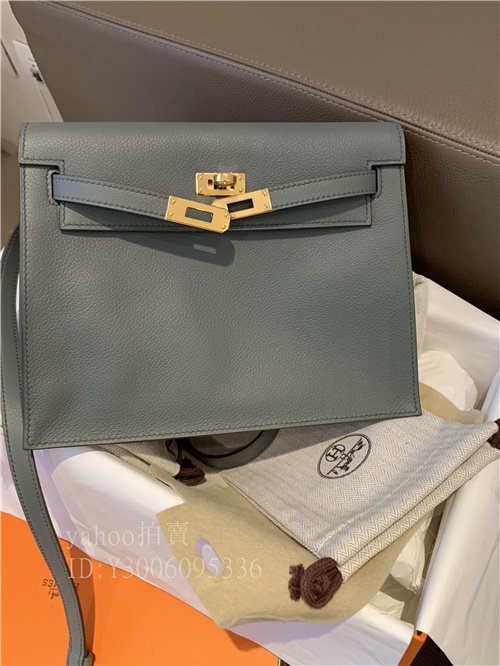 二手正品愛馬仕Hermes Kelly danse 63 杏灰銀扣