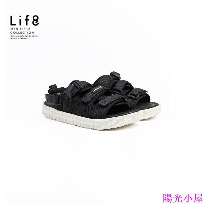 Life8-Sport 速乾網布 二代餅乾涼拖鞋(兩用款)-19073-黑色-陽光小屋