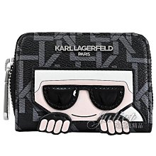 【茱麗葉精品】【全新商品】KARL LAGERFELD 卡爾 字母印花風琴多卡夾零錢包.黑灰 現貨