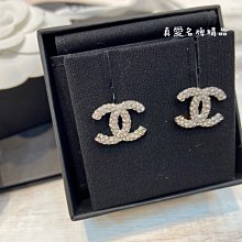 《真愛名牌精品》CHANEL A58327  銀色雙C 多顆細鑽 耳環 *全新*代購