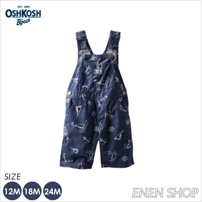 『Enen Shop』@OshKosh Bgosh 深藍船錨款吊帶短褲 #444A113｜12M