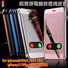 蘋果 iPhone 6s 7 8 PLUS i7+ 4.7吋/5.5吋 5S SE 玫瑰金 電鍍鏡面皮套 手機殼 視窗皮套 半透明鏡子 保護殻 手機套