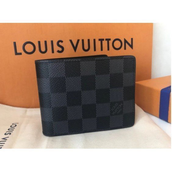 【二手正品】 LV LOUIS VUITTON SLENDER ID 男士錢包 黑色 棋盤格 短夾 N64002