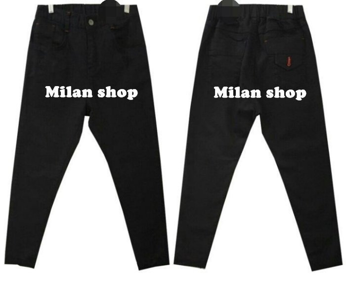 ☆Milan Shop網路最低價 正韓Korea獨家款 超瘦後3D車線鬆緊中高腰BF褲垮褲老爺褲$940（免運）現貨