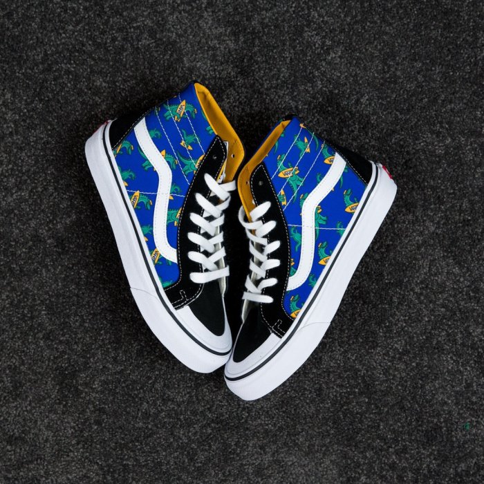 Vans SK8-Hi 彩色 拼接 趣味 恐龍 印花 半月 包頭 高筒 帆布鞋 ~T/E代購~