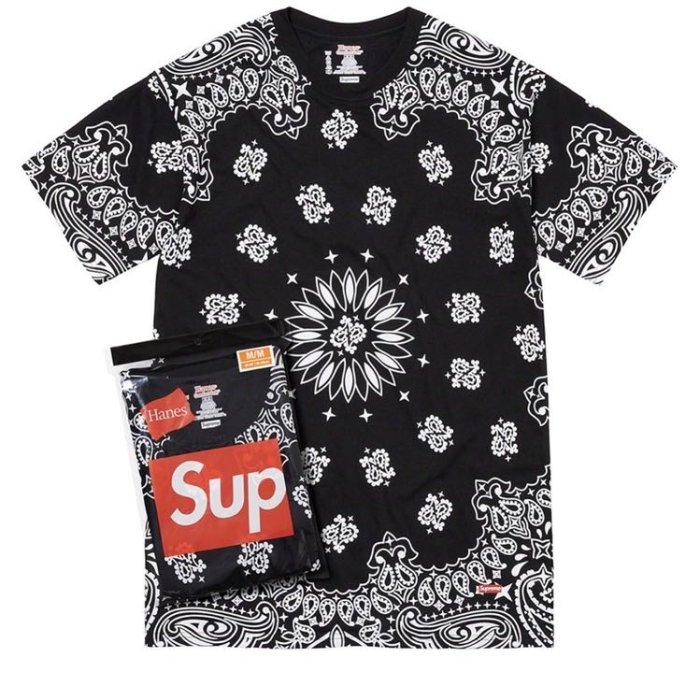 Supreme®/Hanes® Bandana Tagless Tees (2 Pack) 變形蟲腰果花短袖