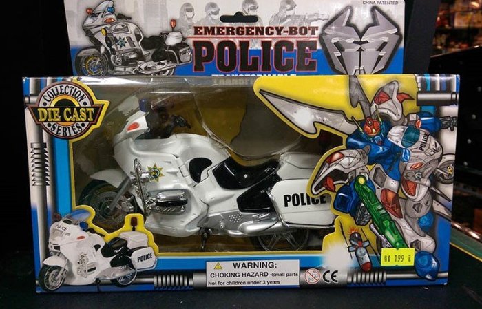 E-2 櫃 ： 早年非官方製 POLICE CAR 變形金剛 哈雷警車 　天富玩具店