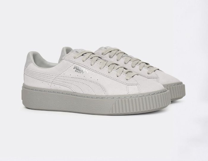 =CodE= PUMA BASKET PLATFORM RESET 珍珠皮革增高厚底鞋(全灰) 363313-01 女