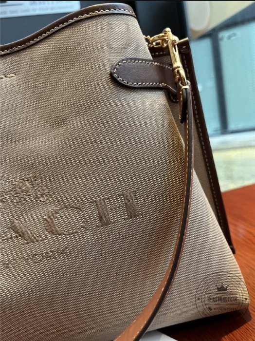 空姐精品代購 美國直郵 COACH CH190 Hanna shoulderbaq 蔻馳奧萊新款馬鞍色帆布 小號女士 水桶包 單肩斜挎 手提女包 側背包 附購證