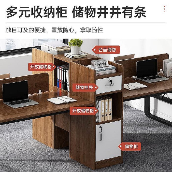 【現貨】雙人電腦辦公桌椅組合辦公室家用簡約現代員工位4/四人位職員桌子半米潮殼直購
