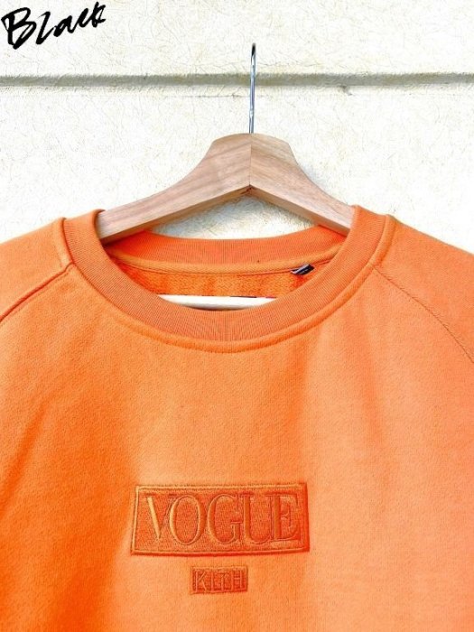 BLACK美中古KITH x VOGUE 125周年刺繡CLASSIC BOX LOGO大學服衛衣厚長T