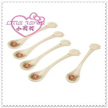 小花花日本精品♥ Hello Kitty     陶瓷湯匙組 玫瑰花 11165507