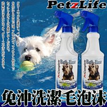 【🐱🐶培菓寵物48H出貨🐰🐹】PetzLife》洗澡樂寵物天然免沖洗潔毛泡沫(犬貓可用)16oz 特價570元
