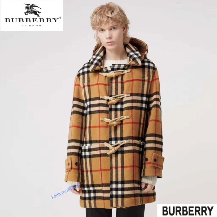 免郵（現貨）18官網新款-Burberry&Gosha聯名經典格紋澳洲羊毛牛角釦大衣/風衣/立體剪裁-原廠尾單 稀疏商品