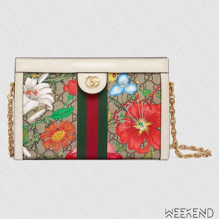 【WEEKEND】 GUCCI GG Ophidia Flora 花朵 金鏈 肩背包 方型 白色 503877 20春夏