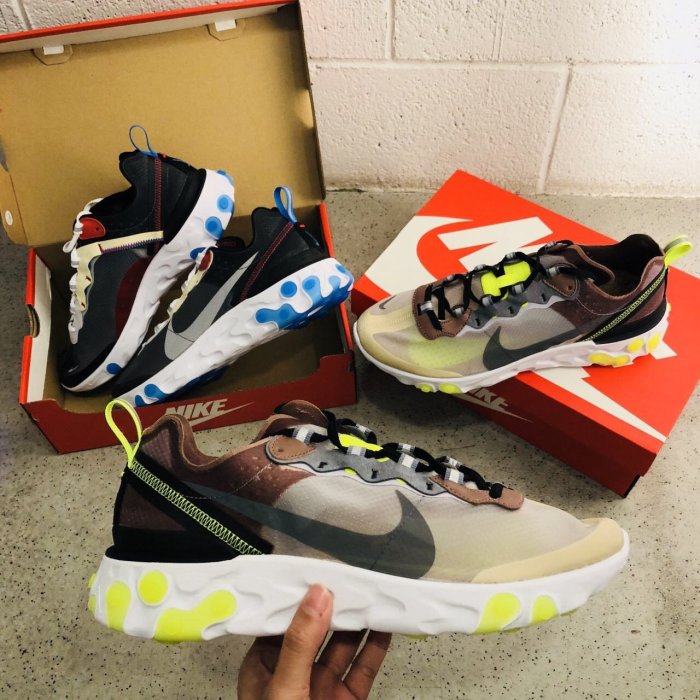 NIKE REACT ELEMENT 87 螢光黃 綠【US 9.5】台灣公司貨 附發票AQ1090-002