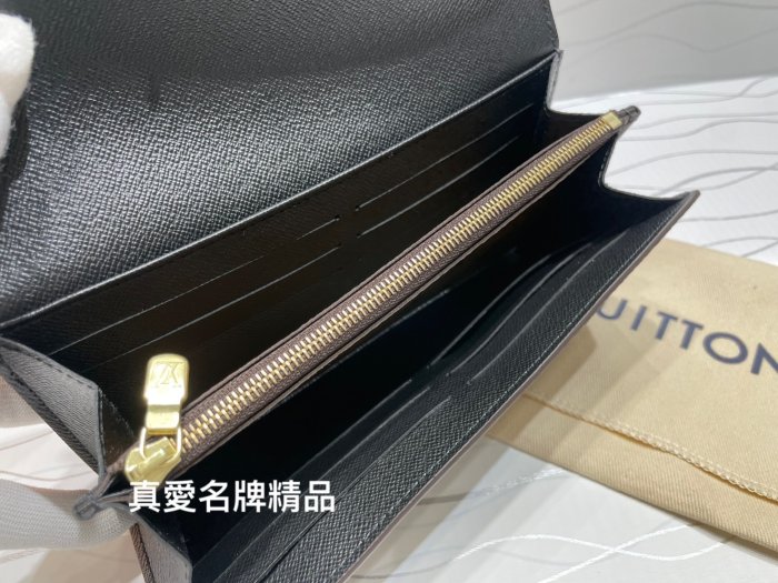 《真愛名牌精品》LV M80726  SARAH 老花 大小logo 拚色 扣子長夾 發財長夾*全新*代購