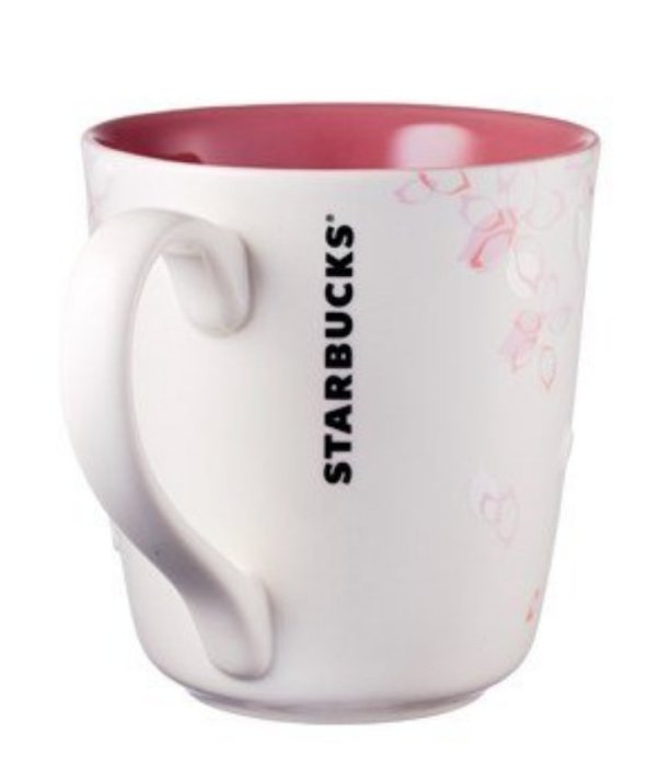 含運費699元~STARBUCKS星巴克咖啡2014年櫻花杯-白色粉紅雙配色淡雅櫻花泡沫浮雕款馬克杯-473ml