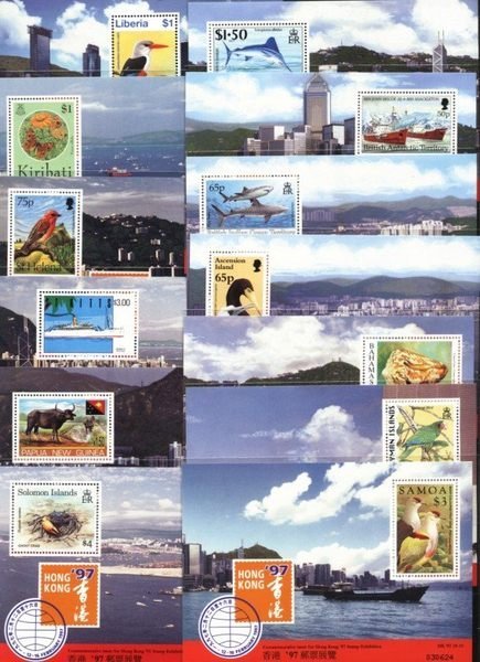 (3 _ 3)~香港小型張--鳥類--特力尼達多巴哥--97香港郵票展覽--外國郵票之香港風光--15-15