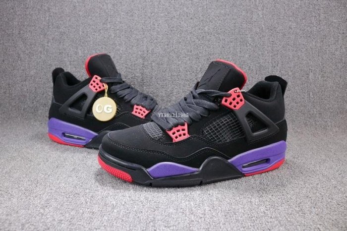 Air Jordan 4 “Raptors”黑紫 經典 中筒 休閒運動籃球鞋 男鞋 AQ3816-056