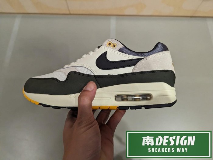 南🔥2023 12月 NIKE Air Max 1 籃球 氣墊 皮革 緩震 麂皮 男款 白黑黃 FN7487-133