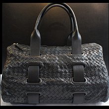 二手旗艦 Bottega Veneta 115659 黑色 羊皮 編織 穿洞造型 波士頓包/手提包(中友店)15508