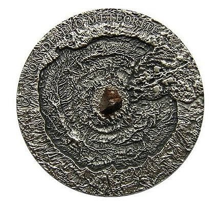 紐埃2014年天文隕石巴林杰隕石坑仿古鑲代亞布羅峽谷隕石紀念銀幣